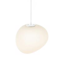 Foscarini Gregg MIDI závesná lampa, zo skla, biela