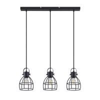 Lindby Flintos závesná lampa, 3-plameňová, čierna