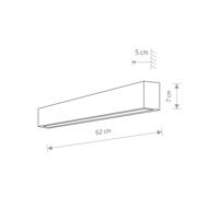 Rovné nástenné svietidlo S, 62 cm, biele