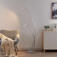 Stojacia lampa Lucande Velanoris, 2 svetlá, brúsený hliník