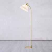 Textilná stojacia lampa Mira, mosadz