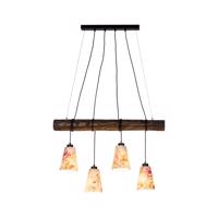 Závesná lampa Flarino borovicové drevo 4-plameňová